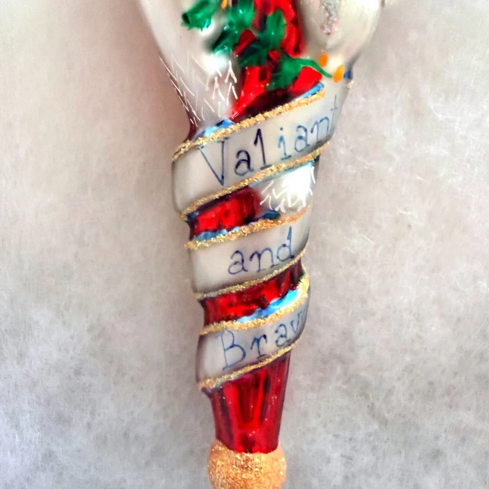 Christopher Radko Valiant and Brave Patriotic Torch Glass Ornament Doves Wings